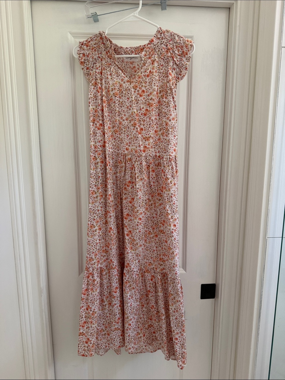 Carly Jean Los Angeles Peach Floral Maxi Dress